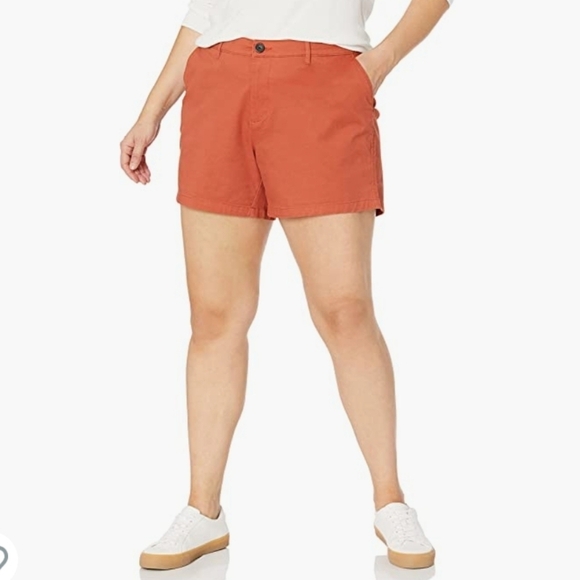 Amazon Essentials Women's Plus Size 5 Inch Inseam Chino Short 16W Brick Red - Picture 1 of 6